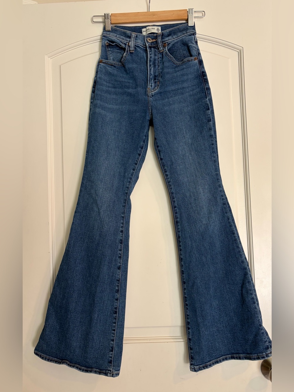 Abercrombie & Fitch The Flare Ultra High Rise Blue Flare Jeans Size 23